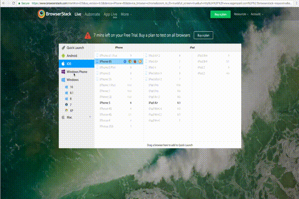 Old BrowserStack Interface